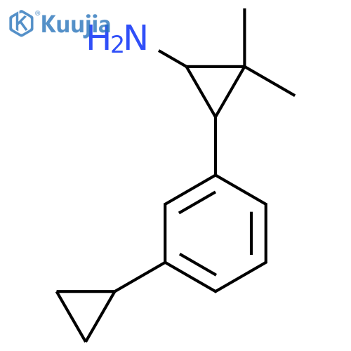 3-(3-cyclopropylphenyl)-2,2-dimethylcyclopropan-1-amine structure