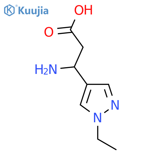 3-amino-3-(1-ethyl-1H-pyrazol-4-yl)propanoic acid structure