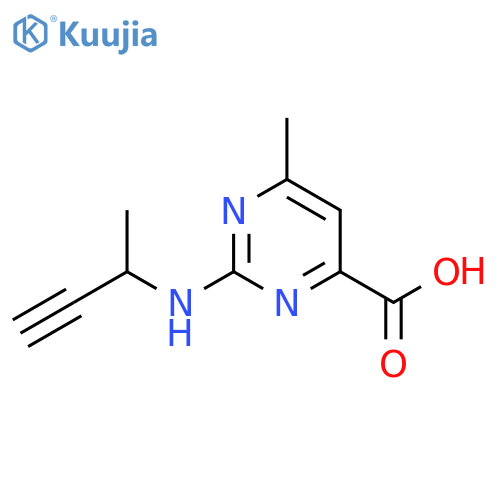 2-(but-3-yn-2-yl)amino-6-methylpyrimidine-4-carboxylic acid structure