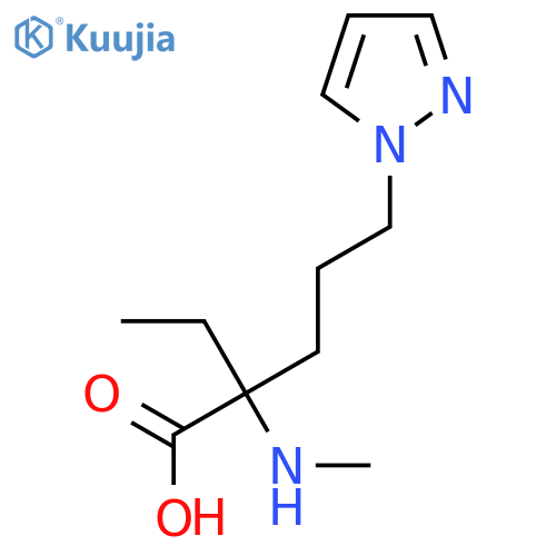 2-ethyl-2-(methylamino)-5-(1H-pyrazol-1-yl)pentanoic acid structure