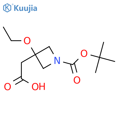 2-{1-[(tert-butoxy)carbonyl]-3-ethoxyazetidin-3-yl}acetic acid structure