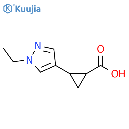 2-(1-ethyl-1H-pyrazol-4-yl)cyclopropane-1-carboxylic acid structure