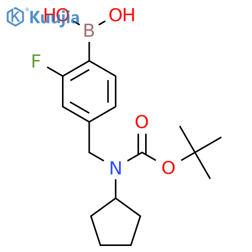 (4-(((Tert-butoxycarbonyl)(cyclopentyl)amino)methyl)-2-fluorophenyl)boronic acid structure