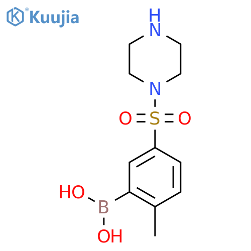 (2-Methyl-5-(piperazin-1-ylsulfonyl)phenyl)boronic acid structure