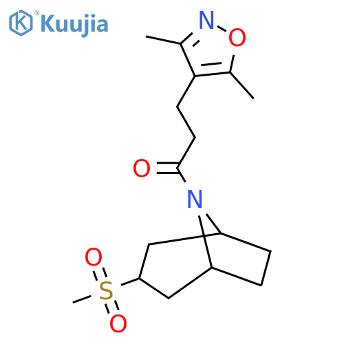 3-(3,5-dimethyl-1,2-oxazol-4-yl)-1-{3-methanesulfonyl-8-azabicyclo[3.2.1]octan-8-yl}propan-1-one structure