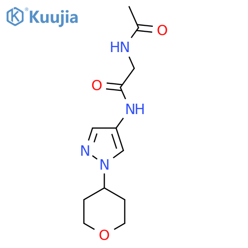 2-acetamido-N-(1-(tetrahydro-2H-pyran-4-yl)-1H-pyrazol-4-yl)acetamide structure