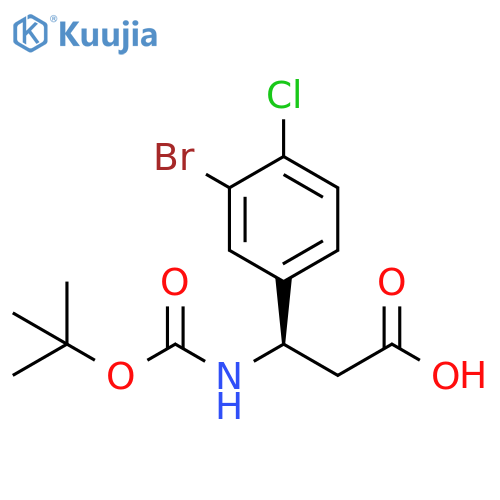 (3R)-3-(3-bromo-4-chlorophenyl)-3-{(tert-butoxy)carbonylamino}propanoic acid structure