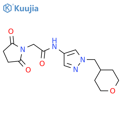 2-(2,5-dioxopyrrolidin-1-yl)-N-[1-(oxan-4-ylmethyl)pyrazol-4-yl]acetamide structure