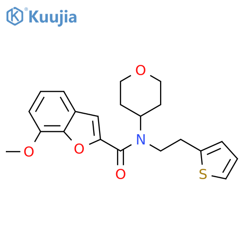 7-methoxy-N-(oxan-4-yl)-N-[2-(thiophen-2-yl)ethyl]-1-benzofuran-2-carboxamide structure
