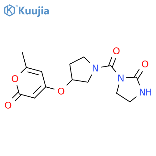 1-[3-(2-methyl-6-oxopyran-4-yl)oxypyrrolidine-1-carbonyl]imidazolidin-2-one structure