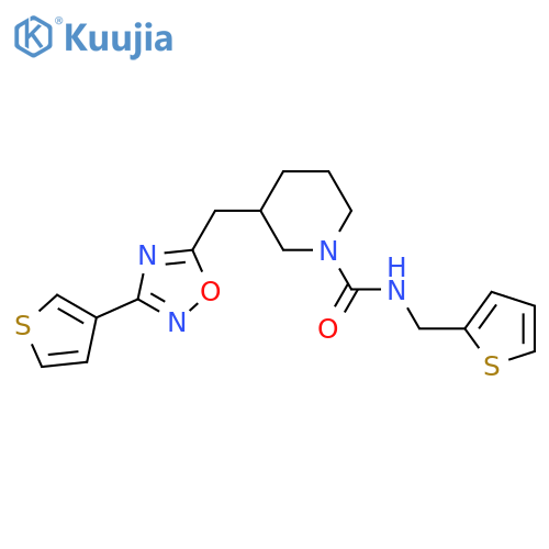 N-[(thiophen-2-yl)methyl]-3-{[3-(thiophen-3-yl)-1,2,4-oxadiazol-5-yl]methyl}piperidine-1-carboxamide structure