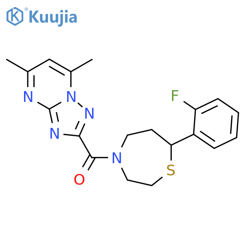 4-{5,7-dimethyl-[1,2,4]triazolo[1,5-a]pyrimidine-2-carbonyl}-7-(2-fluorophenyl)-1,4-thiazepane structure