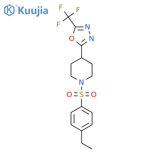 1-(4-ethylbenzenesulfonyl)-4-5-(trifluoromethyl)-1,3,4-oxadiazol-2-ylpiperidine structure