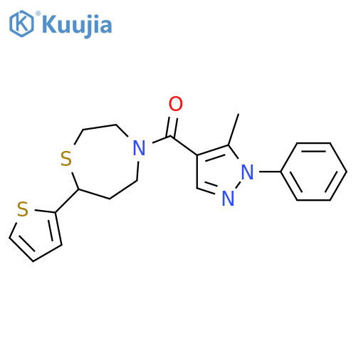 4-(5-methyl-1-phenyl-1H-pyrazole-4-carbonyl)-7-(thiophen-2-yl)-1,4-thiazepane structure