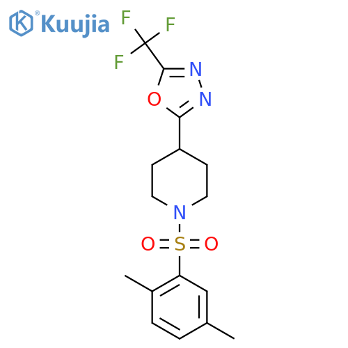 1-(2,5-dimethylbenzenesulfonyl)-4-5-(trifluoromethyl)-1,3,4-oxadiazol-2-ylpiperidine structure