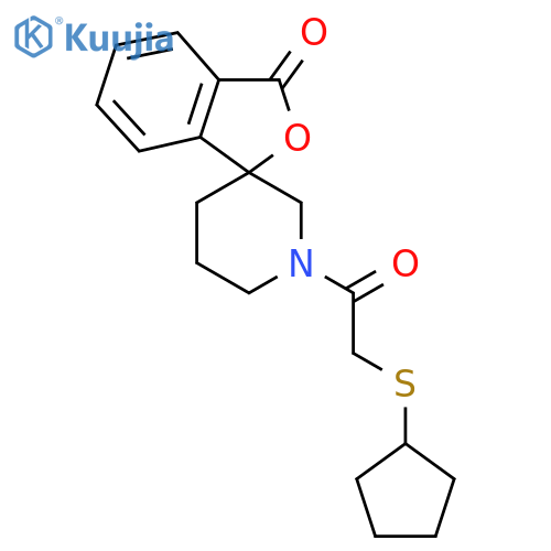 1'-2-(cyclopentylsulfanyl)acetyl-3H-spiro2-benzofuran-1,3'-piperidine-3-one structure