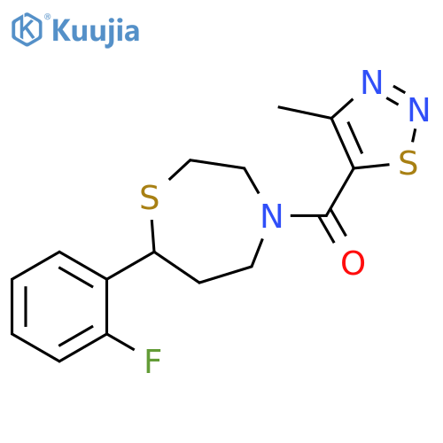 7-(2-fluorophenyl)-4-(4-methyl-1,2,3-thiadiazole-5-carbonyl)-1,4-thiazepane structure
