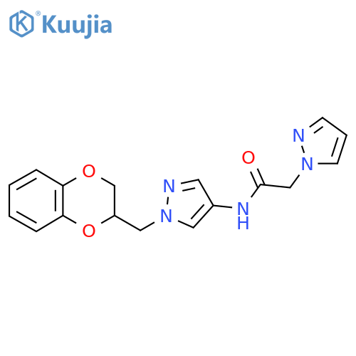 N-[1-[(2,3-Dihydro-1,4-benzodioxin-2-yl)methyl]-1H-pyrazol-4-yl]-1H-pyrazole-1-acetamide structure