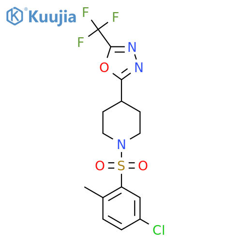 1-(5-chloro-2-methylbenzenesulfonyl)-4-5-(trifluoromethyl)-1,3,4-oxadiazol-2-ylpiperidine structure