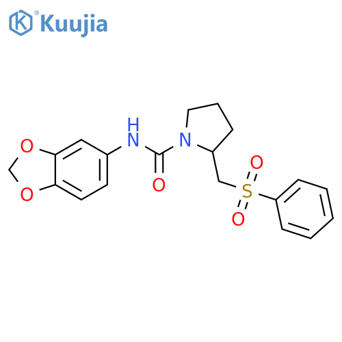 2-[(benzenesulfonyl)methyl]-N-(2H-1,3-benzodioxol-5-yl)pyrrolidine-1-carboxamide structure