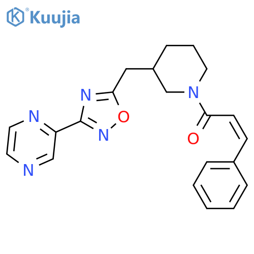 (2Z)-3-phenyl-1-(3-{[3-(pyrazin-2-yl)-1,2,4-oxadiazol-5-yl]methyl}piperidin-1-yl)prop-2-en-1-one structure