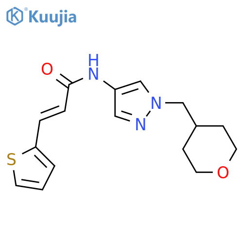 (E)-N-[1-(oxan-4-ylmethyl)pyrazol-4-yl]-3-thiophen-2-ylprop-2-enamide structure
