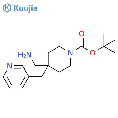 tert-Butyl 4-(aminomethyl)-4-(pyridin-3-ylmethyl)piperidine-1-carboxylate structure