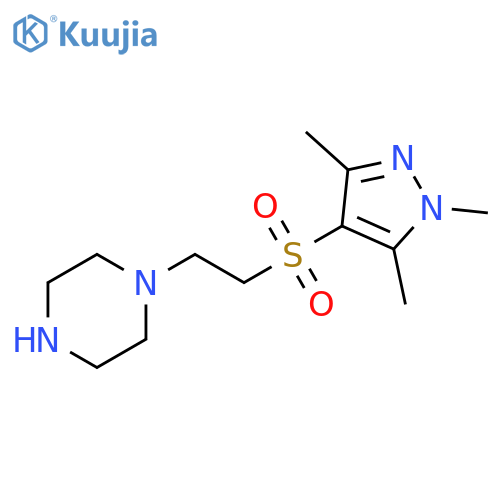 1-[2-(1,3,5-Trimethyl-1H-pyrazole-4-sulfonyl)-ethyl]-piperazine structure