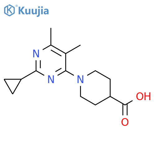 1-(2-Cyclopropyl-5,6-dimethyl-pyrimidin-4-yl)-piperidine-4-carboxylic acid structure