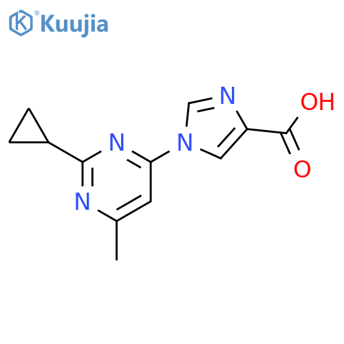 1-(2-Cyclopropyl-6-methyl-pyrimidin-4-yl)-1H-imidazole-4-carboxylic acid structure
