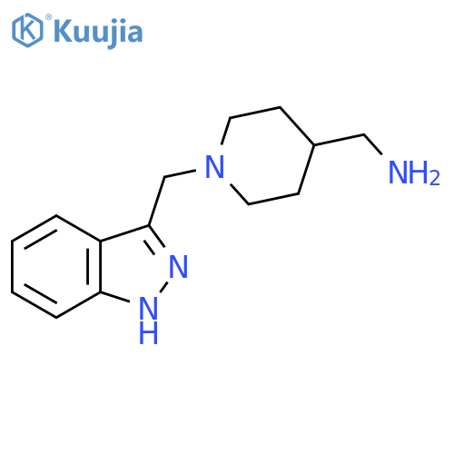 [1-(1H-indazol-3-ylmethyl)-4-piperidyl]methanamine structure