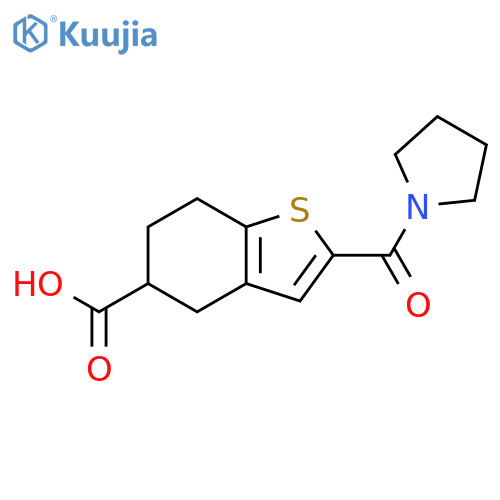 2-(pyrrolidine-1-carbonyl)-4,5,6,7-tetrahydro-1-benzothiophene-5-carboxylic acid structure