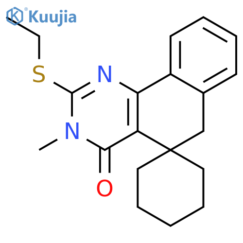 Spiro[benzo[h]quinazoline-5(3H),1'-cyclohexan]-4(6H)-one,2-(ethylthio)-3-methyl- structure