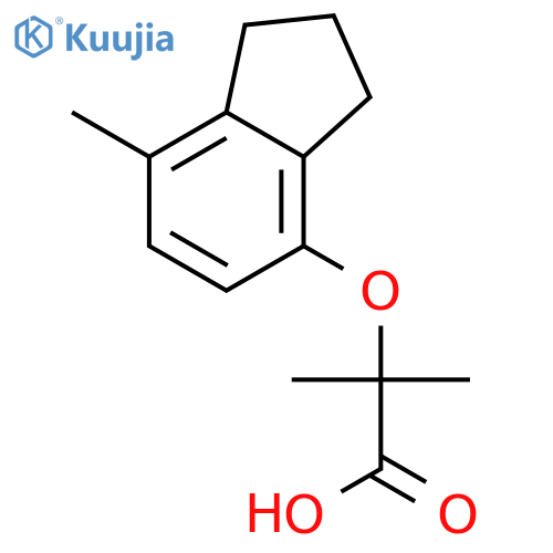 2-Methyl-2-((7-methyl-2,3-dihydro-1H-inden-4-yl)oxy)propanoic acid structure