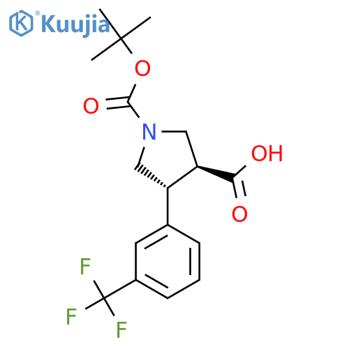 (3S,4R)-1-(Tert-butoxycarbonyl)-4-(3-(trifluoromethyl)phenyl)pyrrolidine-3-carboxylic acid structure
