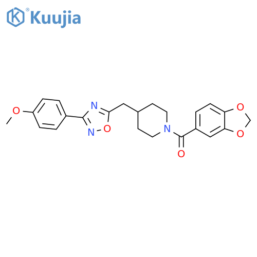 1-(2H-1,3-benzodioxole-5-carbonyl)-4-{[3-(4-methoxyphenyl)-1,2,4-oxadiazol-5-yl]methyl}piperidine structure