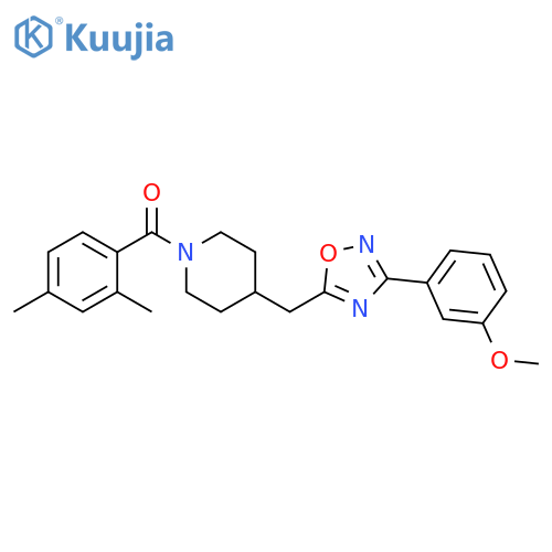 1-(2,4-dimethylbenzoyl)-4-{[3-(3-methoxyphenyl)-1,2,4-oxadiazol-5-yl]methyl}piperidine structure