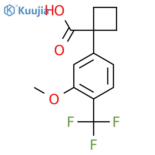 1-3-methoxy-4-(trifluoromethyl)phenylcyclobutane-1-carboxylic acid structure