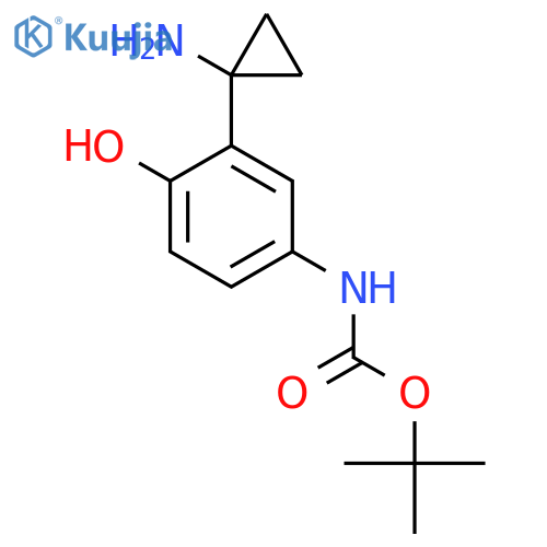 tert-butyl N-3-(1-aminocyclopropyl)-4-hydroxyphenylcarbamate structure
