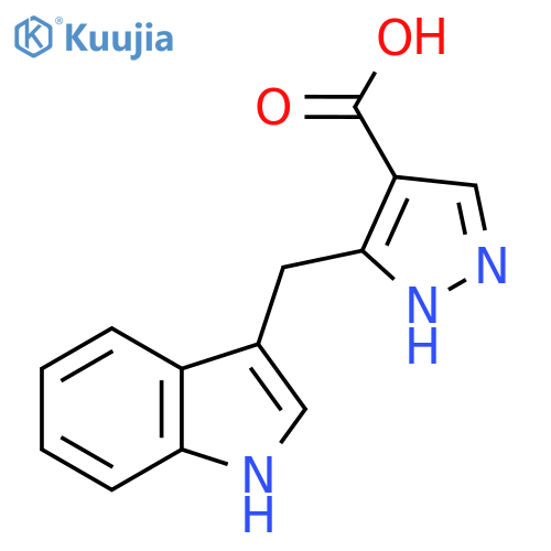 5-(1H-indol-3-yl)methyl-1H-pyrazole-4-carboxylic acid structure