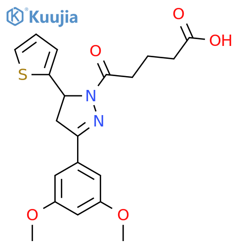 5-[3-(3,5-dimethoxyphenyl)-5-(thiophen-2-yl)-4,5-dihydro-1H-pyrazol-1-yl]-5-oxopentanoic acid structure