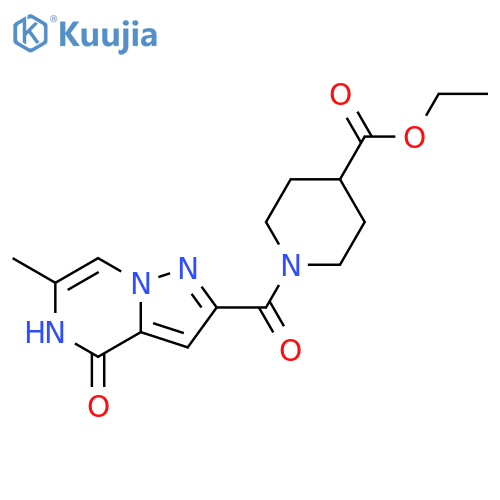 ethyl 1-{6-methyl-4-oxo-4H,5H-pyrazolo[1,5-a]pyrazine-2-carbonyl}piperidine-4-carboxylate structure