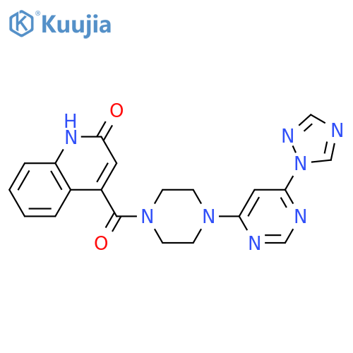 4-[4-[6-(1,2,4-triazol-1-yl)pyrimidin-4-yl]piperazine-1-carbonyl]-1H-quinolin-2-one structure