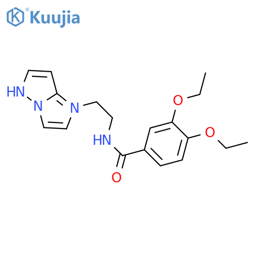 3,4-diethoxy-N-(2-{1H-pyrazolo[1,5-a]imidazol-1-yl}ethyl)benzamide structure