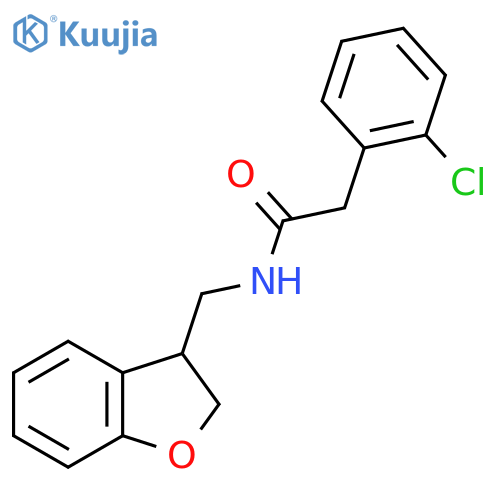 2-(2-chlorophenyl)-N-[(2,3-dihydro-1-benzofuran-3-yl)methyl]acetamide structure