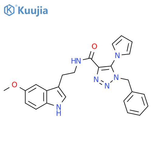 1-benzyl-N-[2-(5-methoxy-1H-indol-3-yl)ethyl]-5-(1H-pyrrol-1-yl)-1H-1,2,3-triazole-4-carboxamide structure