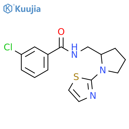 3-chloro-N-{[1-(1,3-thiazol-2-yl)pyrrolidin-2-yl]methyl}benzamide structure