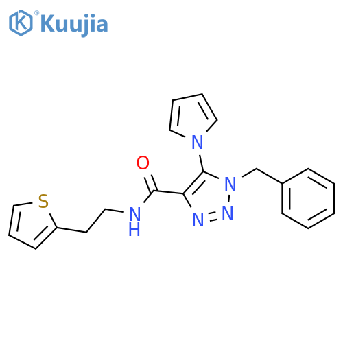 1-benzyl-5-(1H-pyrrol-1-yl)-N-[2-(thiophen-2-yl)ethyl]-1H-1,2,3-triazole-4-carboxamide structure