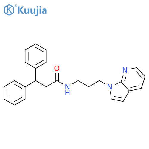 3,3-diphenyl-N-(3-{1H-pyrrolo[2,3-b]pyridin-1-yl}propyl)propanamide structure