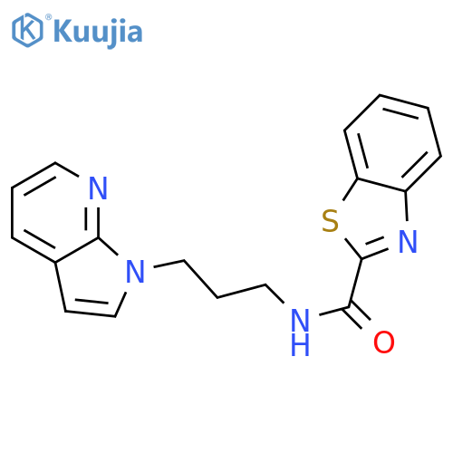 N-(3-{1H-pyrrolo[2,3-b]pyridin-1-yl}propyl)-1,3-benzothiazole-2-carboxamide structure